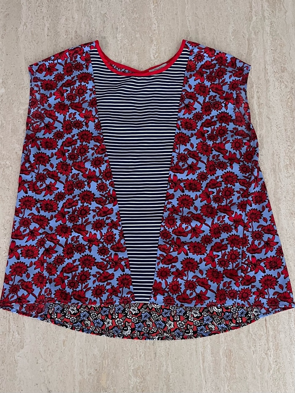 Dalia Mixed Print Floral & Stripes Hi-Low Top
